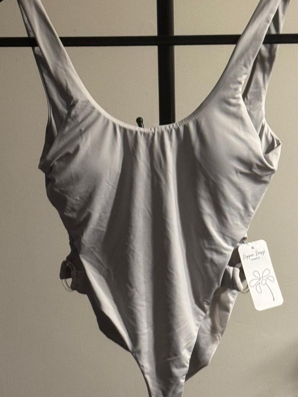 Dippin Daisys Grey One Piece Ringlet detail low back high leg swimsuit XS